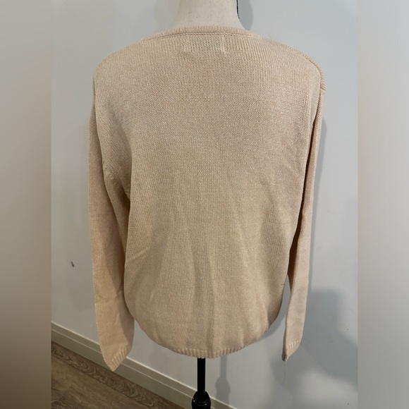 Jumper vintage cardigan floral crochet button front size large 100% cotton - Picture 3 of 5